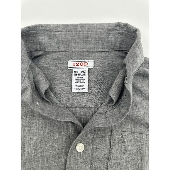 Izod Lacoste Women Button Down Shirt Sz M Pocket Accent Collared Gray - Picture 7 of 7